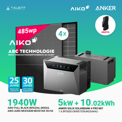 1940W Balkonkraftwerk mit Speicher - 4 × AIKO 485W Full Black bifazial & Anker SOLIX Solarbank 4 Pro | jetzt auf Lager & sofort lieferbar