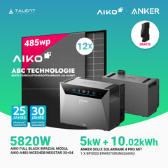 5820W Balkonkraftwerk mit Speicher - 12 × AIKO 485W Full Black bifazial & Anker SOLIX Solarbank 4 Pro | jetzt auf Lager & sofort lieferbar