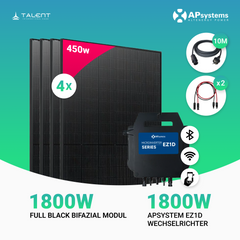 Balkonkraftwerk 1800W Bifacial Full Black Glas-Glas Modul + 1800W EZ1D Apsystems Wechselrichter