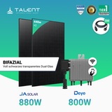 Balkonkraftwerk 880W JASolar Bifacial Glas PV Modul Full Black / 800W Deye Wechselrichter