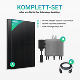 Balkonkraftwerk 880W JASolar Bifacial Glas PV Modul Full Black / 800W Deye Wechselrichter