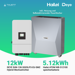 Deye Hybrid-wechselrichter SUN-12K-SG05LP3-EU-SM2 12kW + Hailei 5kWh Batteriespeicher ATOM-WB -512100 Inkl. Heizung und Selbstaktivierender Feuerlöscher