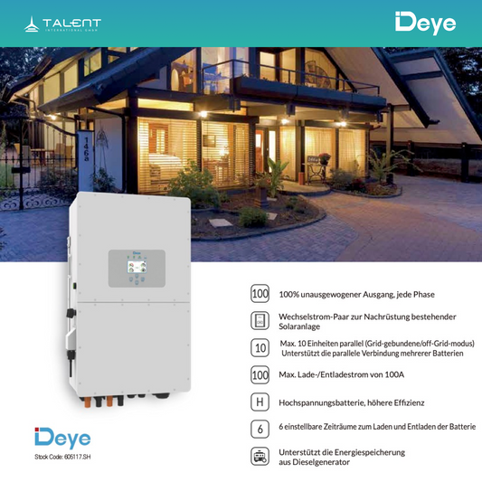 Deye Hybrid-Wechselrichter SUN-50K-SG01HP3-EU-BM4 50kW Dreiphasig