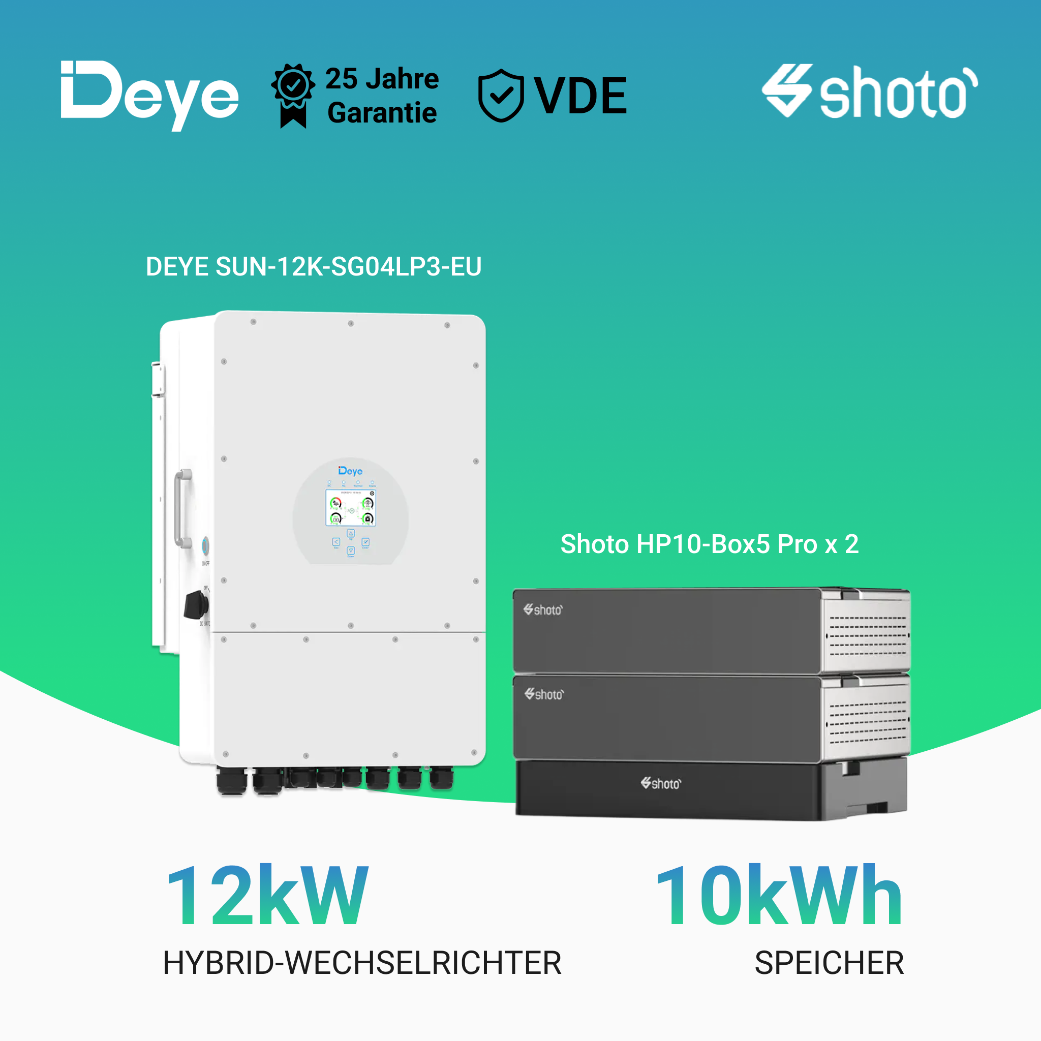 DEYE SUN-SG04LP3 10kW/12kW Hybrid-Wechselrichter mit 5/10/15/20kWh Batteriepeicher