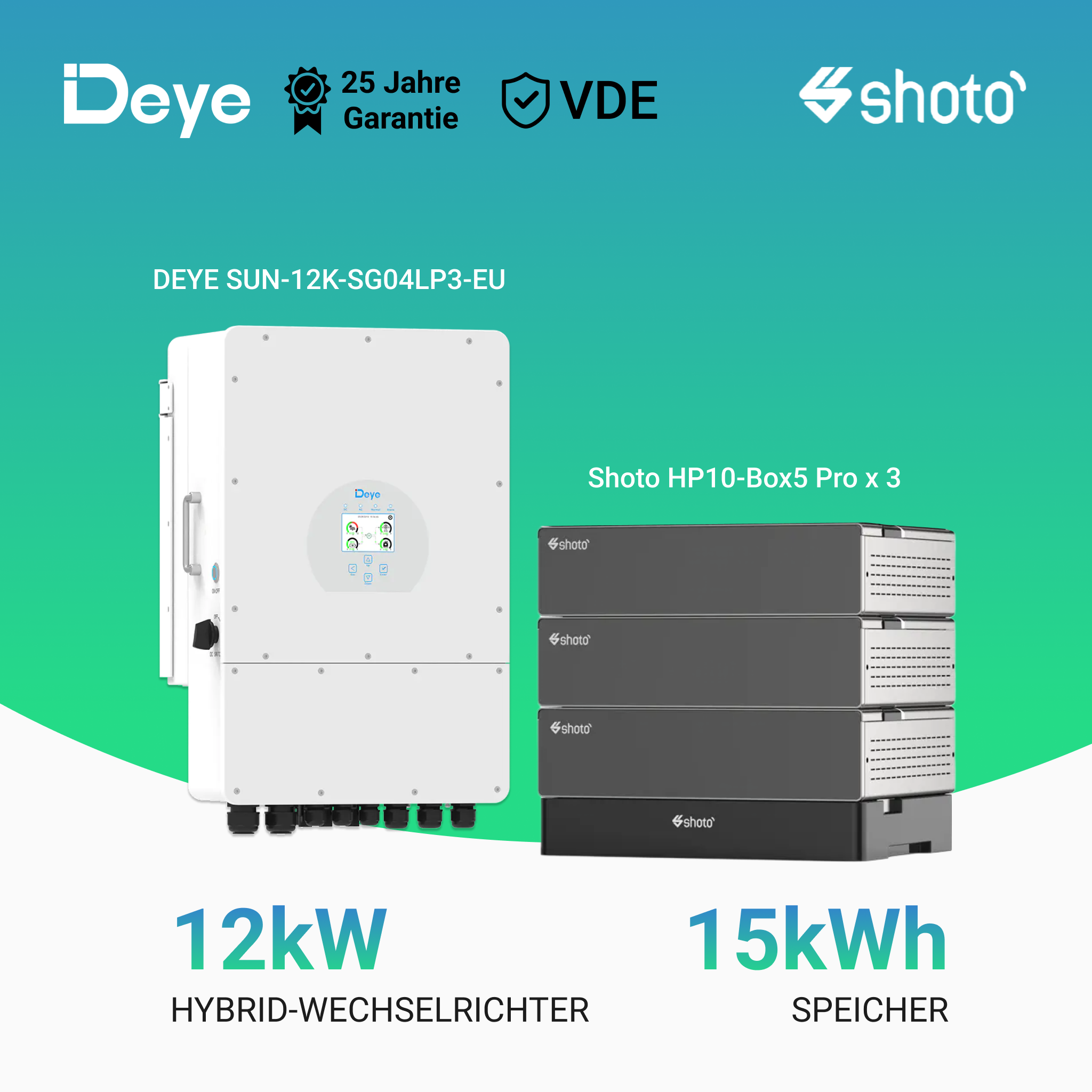 DEYE SUN-SG04LP3 10kW/12kW Hybrid-Wechselrichter mit 5/10/15/20kWh Batteriepeicher