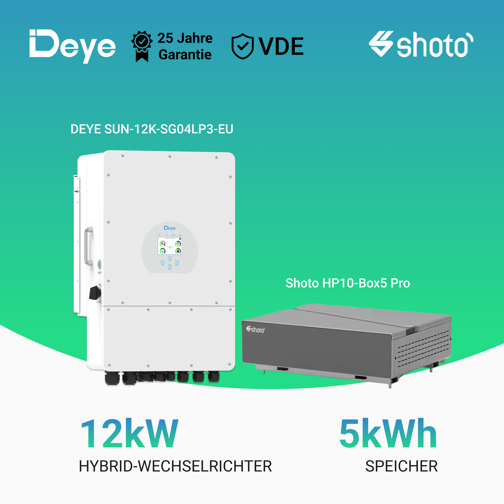 DEYE SUN-SG04LP3 10kW/12kW Hybrid-Wechselrichter mit 5/10/15/20kWh Batteriepeicher