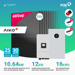PV Komplettset 10.64 kWp - 24 × 485W Aiko Full Black & Deye 12KW Wechselrichter SUN-12K-SG05LP3-EU-SM2 mit Deye SE-F16-C 16kWh Batteriespeicher