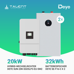 Deye SE-F16-C 32kWh (2 x 16kWh) Batteriespeicher & 20KW Hybrid-wechselrichter SUN-20K-SG05LP3-EU-SM2 Dreiphasig