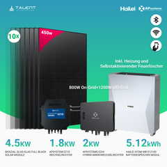 APsystems EZHI + EZ1D Set: Insel- & Hybrid-System + 5kWh Speicher + 4400W / 4500W Bifacial Glas Full Black PV Module + AC Leistung 2800W