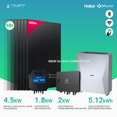 APsystems EZHI + EZ1D Set: Insel- & Hybrid-System + 5kWh Speicher + 4400W / 4500W Bifacial Glas Full Black PV Module + AC Leistung 2800W