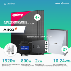 APsystems EZHI + EZ1M Set: Insel- & Hybrid-System + 5 kWh / 10 kWh Speicher + 1920W (4×480W) Aiko Bifacial Glas Full Black Modulen + AC Leistung 2800W