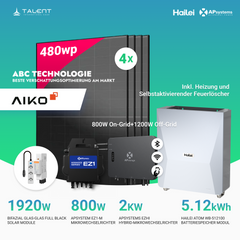 APsystems EZHI + EZ1M Set: Insel- & Hybrid-System + 5 kWh / 10 kWh Speicher + 1920W (4×480W) Aiko Bifacial Glas Full Black Modulen + AC Leistung 2800W