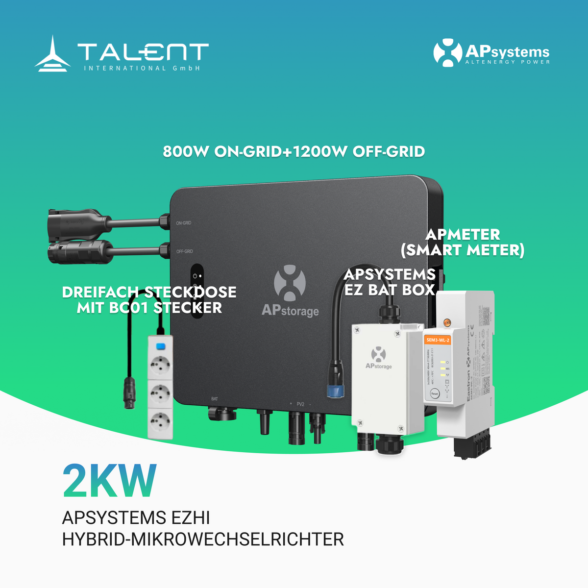 APSystems Power-Set - EZHI Hybridwechselrichter + EZ Bat Box + Smartmeter (0% MwSt.)