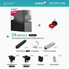 PV Komplettset 10.23 kWp - 22 × 465W Aiko Full Black & EcoFlow PowerOcean 10kW Hybrid Wechselrichter mit 10.24kWh LFP-Speichersystem (inkl. BMS)