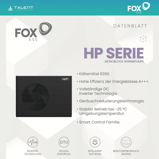 FOX ESS HP Box Serie Monoblock Wärmepumpe HP3-8-E 8kW + HYDRO BOX HP3 Box-E-WL 9kW