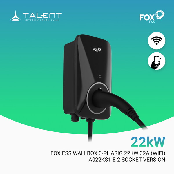 FOX ESS Wallbox 3-Phasen 22KW 32A (A022KS1-E-2 SOCKET VERSION)