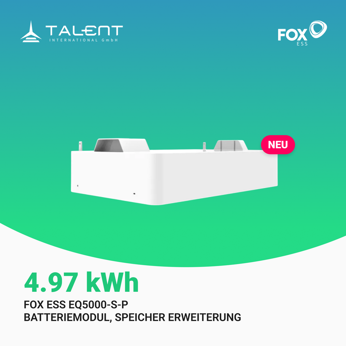 Fox ESS EQ5000-S-P 4.97kWh LFP Erweiterungsmodul (Slave) Hochvolt-Speichersysteme *2026 Version