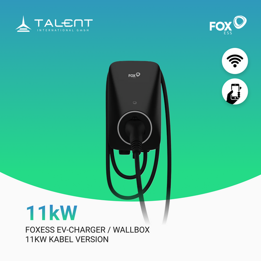 FOX ESS 11kW Wallbox 3-phasig (WIFI) mit 6m Kabel, Stecker Typ2  (A011KP1-E-2-A)