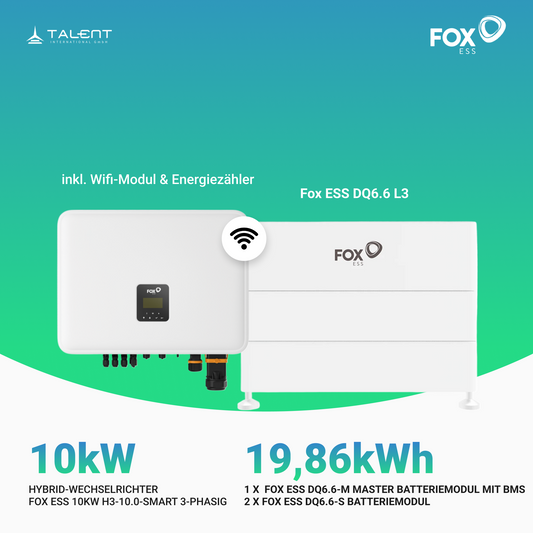 Fox ESS H3-10.0-Smart 10 kW mit DQ6.6 L3 (19,86 kWh) Hochvoltspeicher