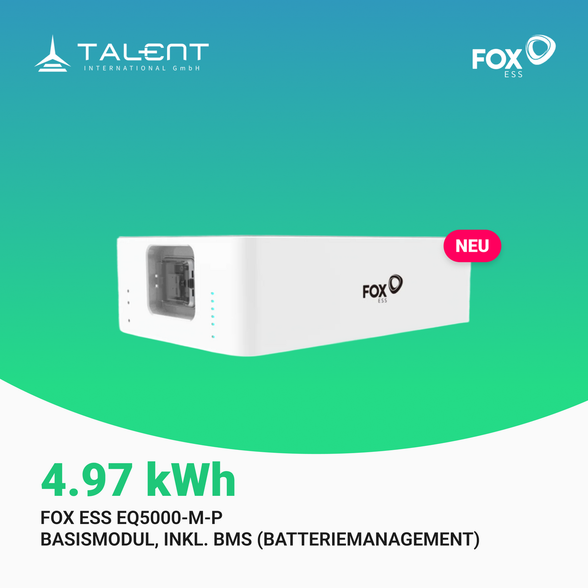 Fox ESS EQ5000-M-P 4.97kWh LFP Basismodul (Master) inkl. BMS Hochvolt-Speichersysteme *2026 Neue Version