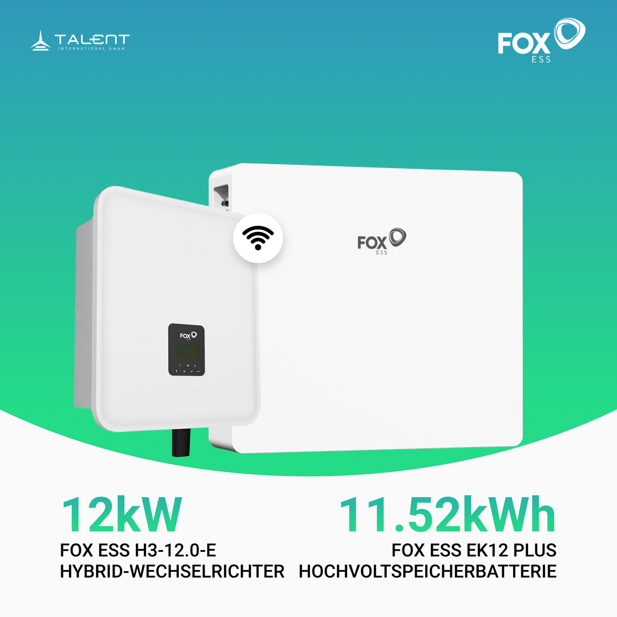 Fox ESS H3-12.0-M 12kW Hybridwechselrichter mit EK12 Hochvoltspeicherbatterie 11.52kWh
