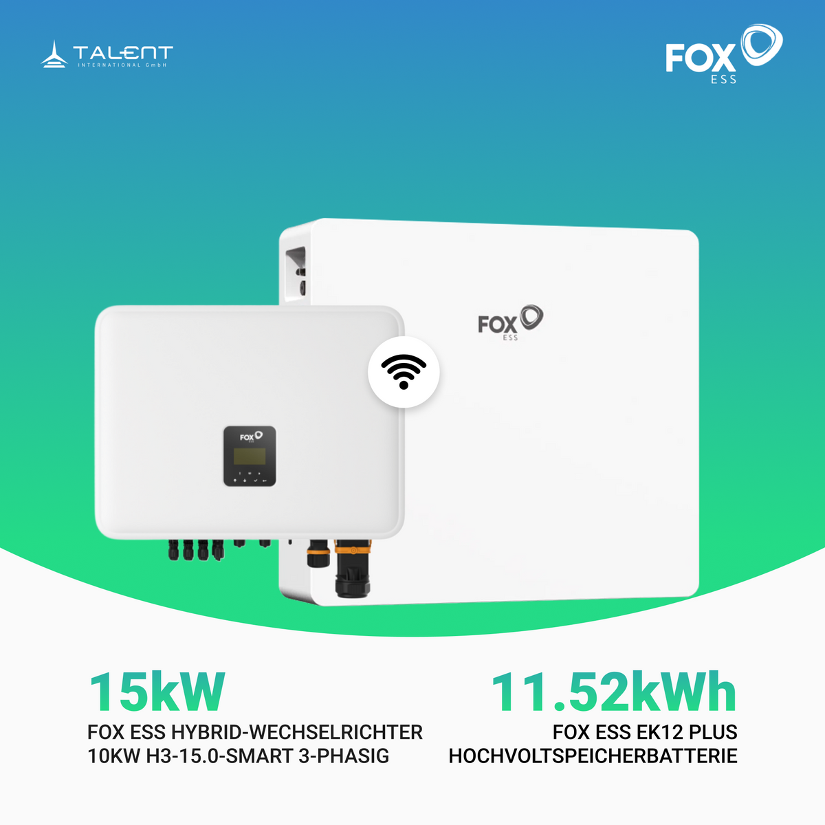 Fox ESS H3-15.0-Smart 15kW Hybridwechselrichter mit EK12 Hochvoltspeicherbatterie 11.52kWh