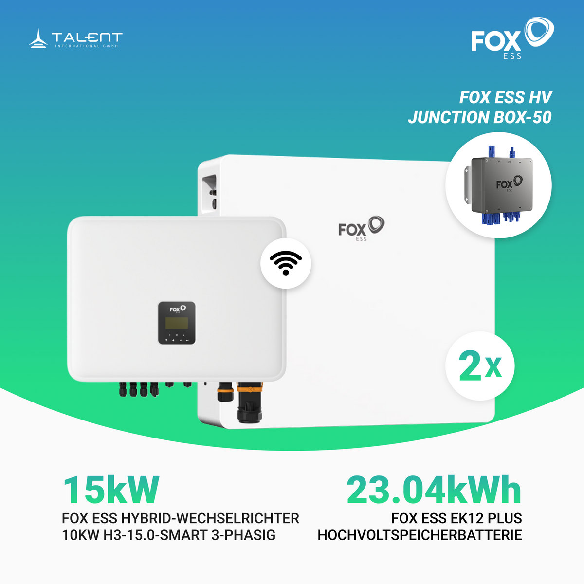 Fox ESS H3-15.0-Smart 15kW Hybridwechselrichter mit EK12 Hochvoltspeicherbatterie 11.52kWh