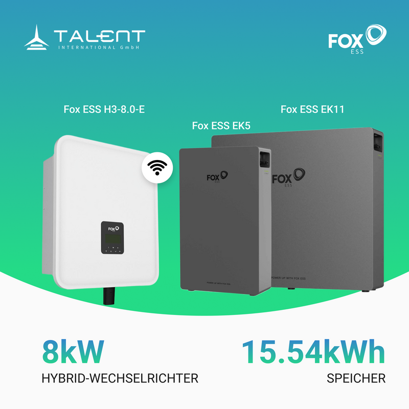 Fox ESS H3 8kW Hybridwechselrichter mit Hochvoltspeicherbatterie 10/15/20kWh