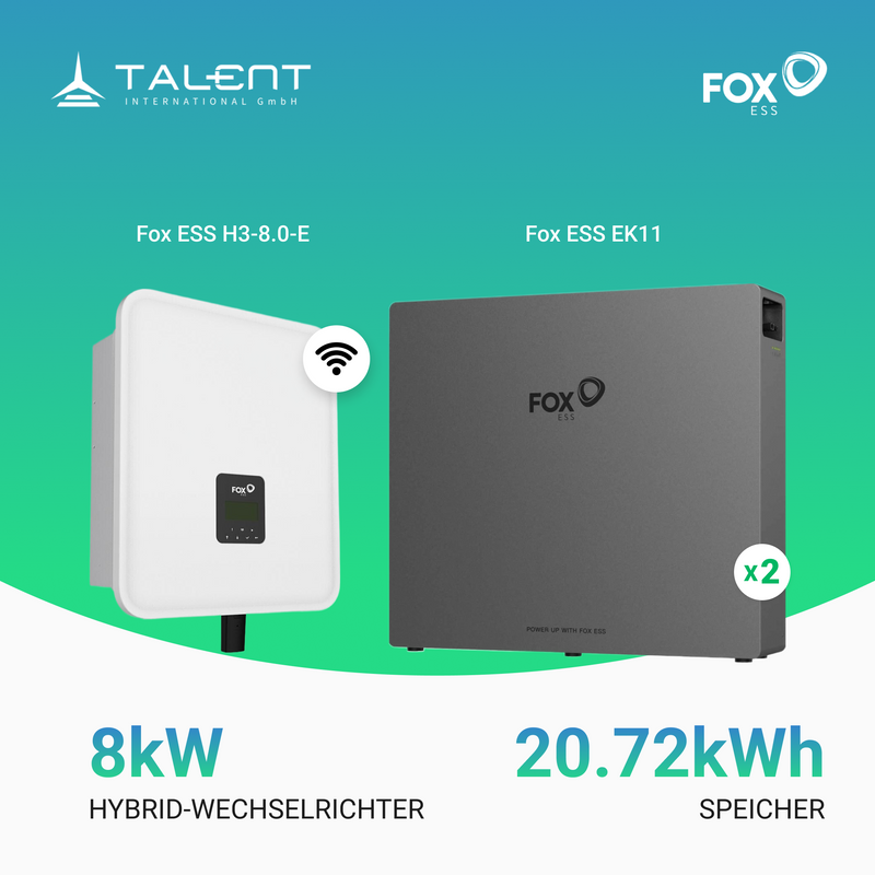 Fox ESS H3 8kW Hybridwechselrichter mit Hochvoltspeicherbatterie 10/15/20kWh