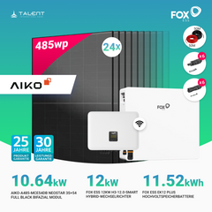 PV Komplettset 10.64 kWp - 24 × 485W Aiko Full Black & H3-12.0-Smart 12kW Hybridwechselrichter mit EK12 Hochvoltspeicherbatterie 11.52kWh