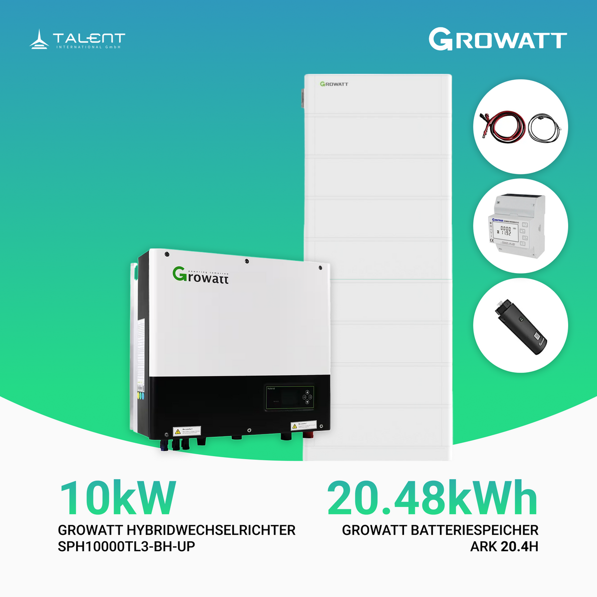 Growatt Komplettset SPH10000TL3-BH-UP 10kW mit 20,48kWh ARK 20.4H Batteriespeicher