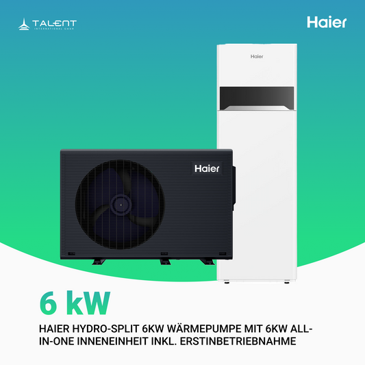 Haier Hydro-Split 6kW Wärmepumpe mit 6kW All-in-One Inneneinheit 200L, inkl. Erstinbetriebnahme