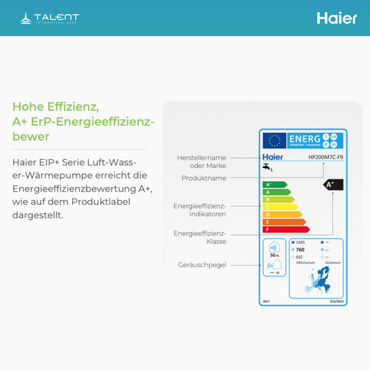 Haier Brauchwasser Wärmepumpe HP200M7C-F9 - 185 L Compact  A+ - R290 Kältemittel – Effiziente Warmwasserlösung