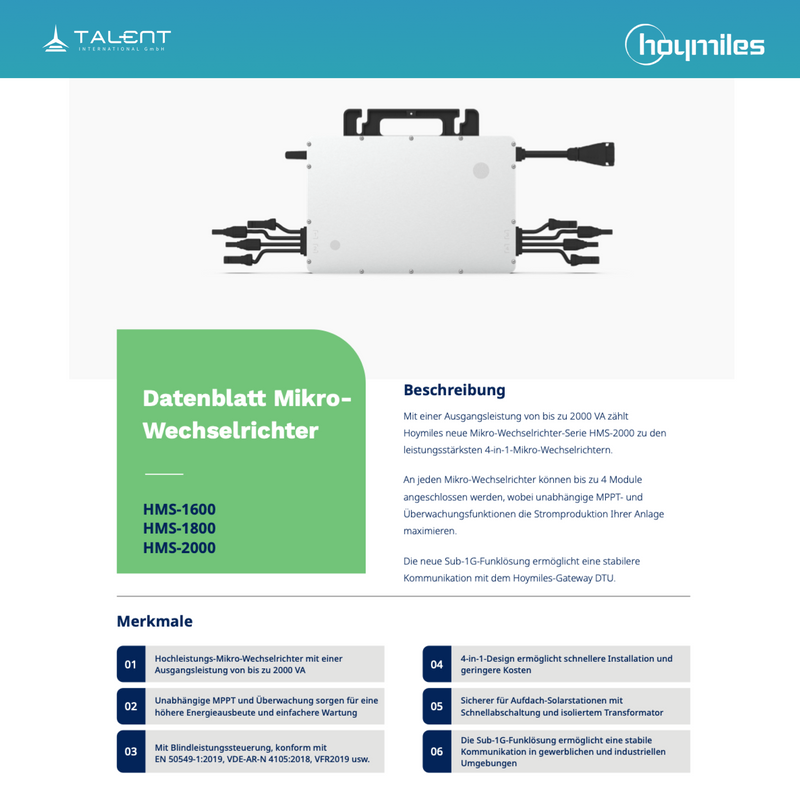 Hoymiles HMS-1600-4T 1600W Wechselrichter