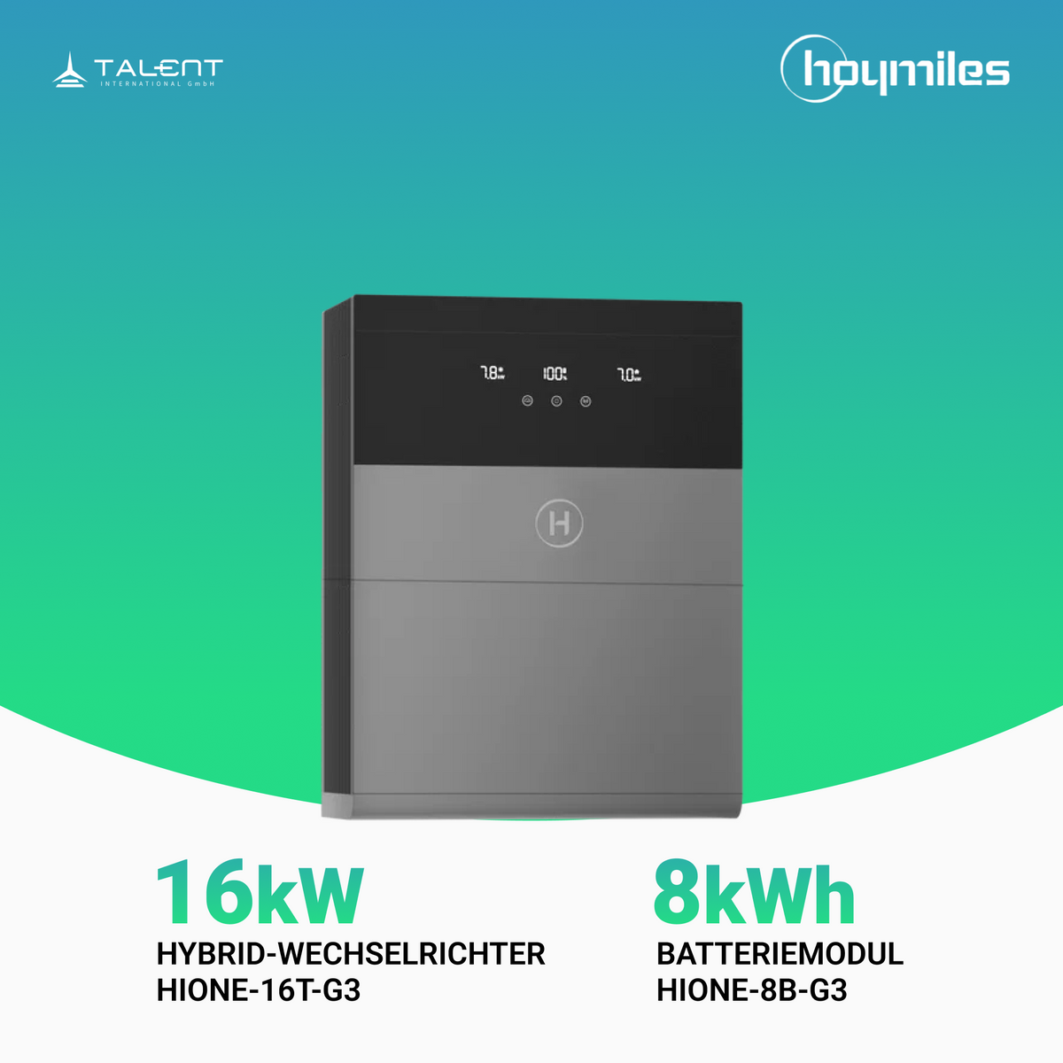Hoymiles - HiOne-16T-G3 16kW Hybrid-Wechselrichter dreiphasig und 8kWh Speicher ALL-IN-ONE BESS Energiespeichersystem