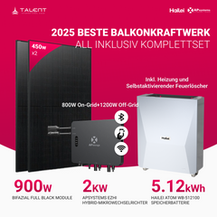 APsystems EZHI Balkonkraftwerk 2025: Insel- & Hybrid-System + 5kWh Speicher + 880W / 900W Bifacial Glas Full Black PV Module + AC2000W