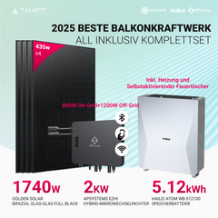 APsystems EZHI Balkonkraftwerk 2025: Insel- & Hybrid-System + 5 kWh Speicher, 1740W Bifaziales Full Black Golden Solar Module, AC2000W