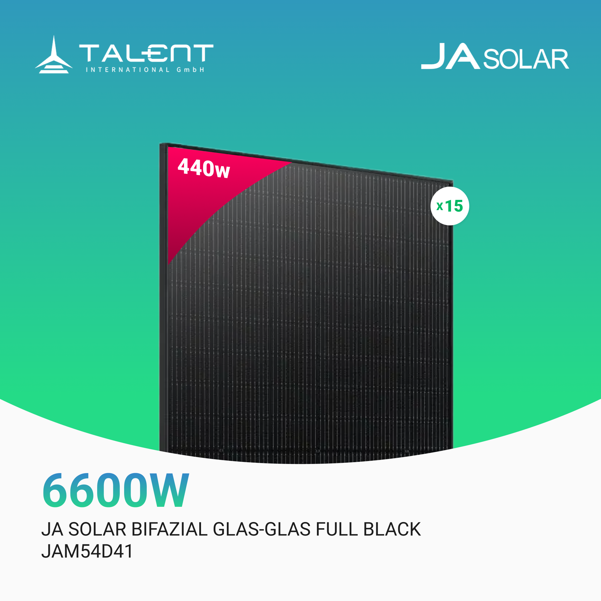 JA Solar 440W JAM54D41-440/LB Bifacial Glas PV Modul Full Black