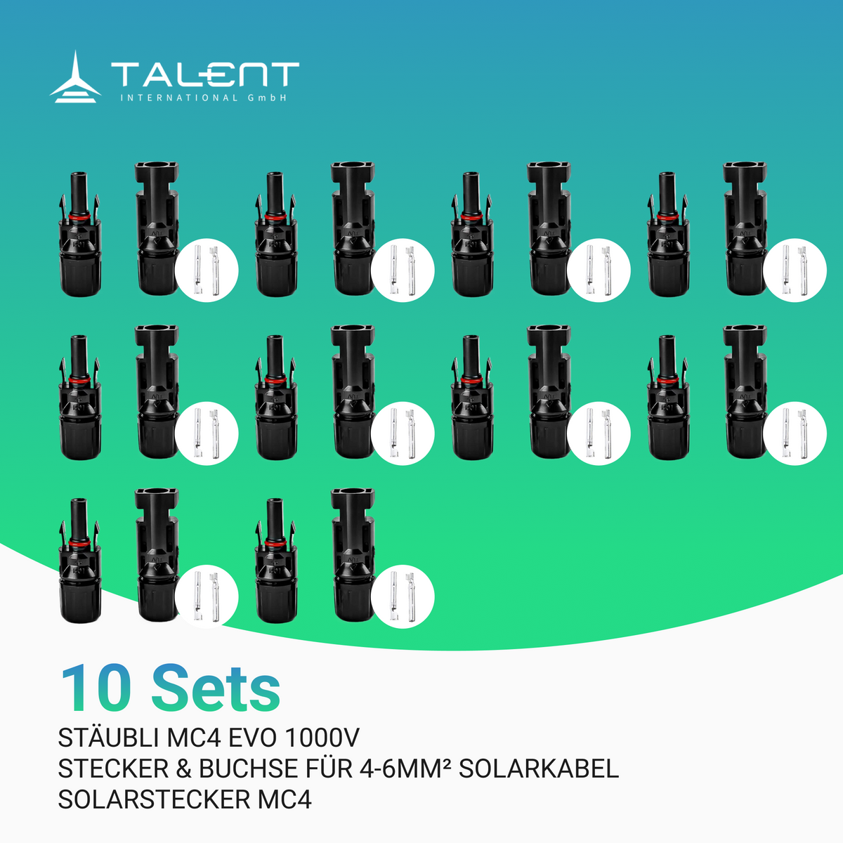 Stäubli MC4 EVO 1000V | Stecker & Buchse für 4-6mm² Solarkabel, Solarstecker MC4