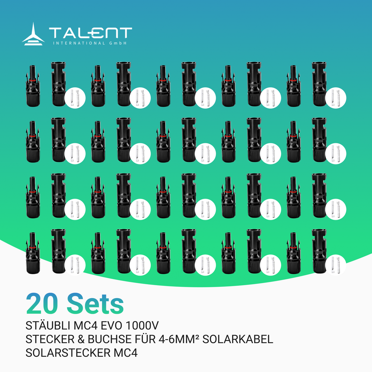 Stäubli MC4 EVO 1000V | Stecker & Buchse für 4-6mm² Solarkabel, Solarstecker MC4