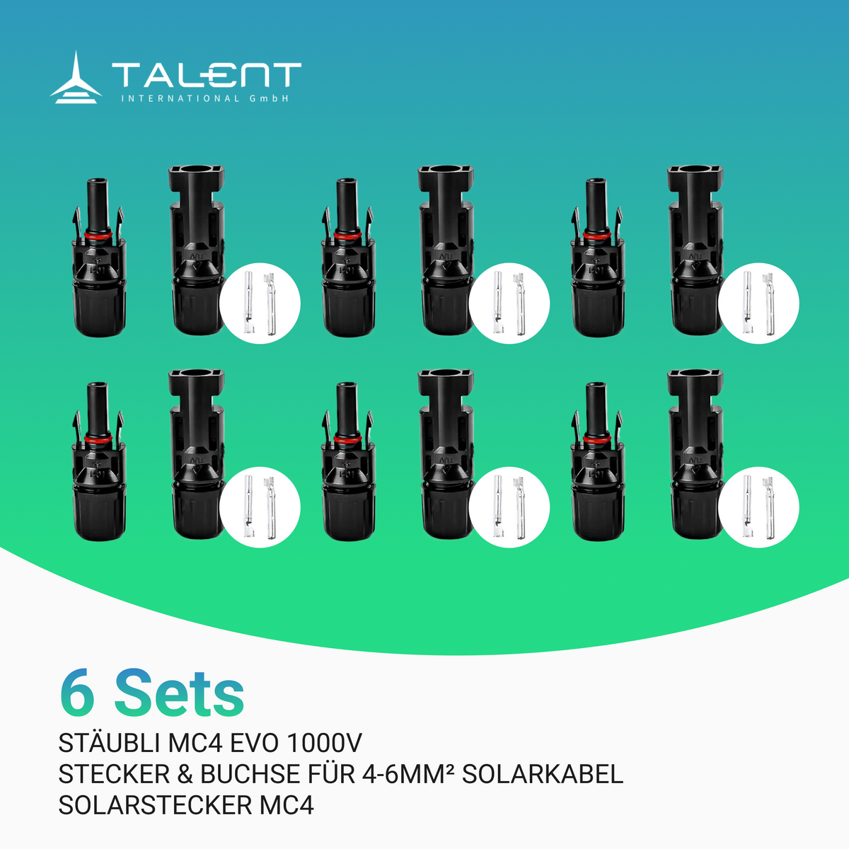 Stäubli MC4 EVO 1000V | Stecker & Buchse für 4-6mm² Solarkabel, Solarstecker MC4