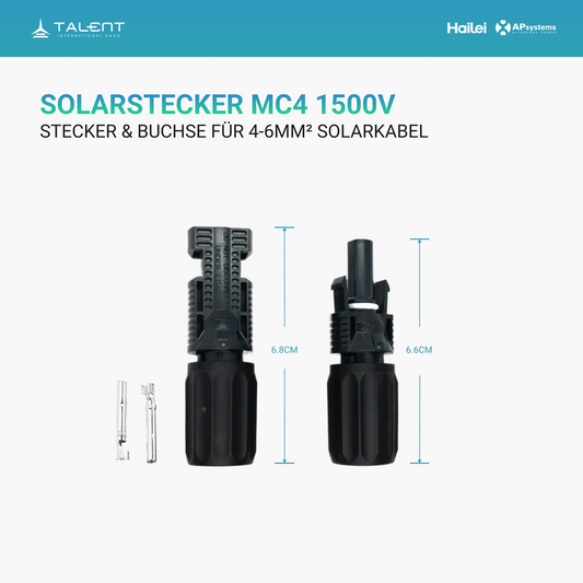 MC4 1500V | Stecker & Buchse für 4-6mm² Solarkabel, Solarstecker MC4