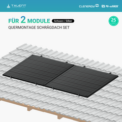 Clenergy PV-ezRack SolarRoof Pro 2.0 Unterkonstruktion Quermontage Schrägdach Set für 2 Module in Schwarz oder Silber