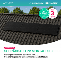 Clenergy PV-ezRack® SolarRoof Pro 2.0 Unterkonstruktion Quermontage Schrägdach Montageset für 3 Module in Schwarz ( neue ver. 2026 )