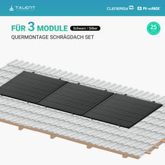 Clenergy PV-ezRack SolarRoof Pro 2.0 Unterkonstruktion Quermontage Schrägdach Set für 3 Module in Schwarz oder Silber