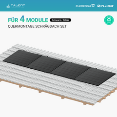 Clenergy PV-ezRack SolarRoof Pro 2.0 Unterkonstruktion Quermontage Schrägdach Set für 4 Module in Schwarz oder Silber