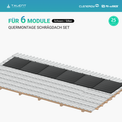 Clenergy PV-ezRack SolarRoof Pro 2.0 Unterkonstruktion Quermontage Schrägdach Set für 6 Module in Schwarz oder Silber