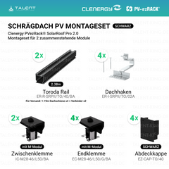 Clenergy PV-ezRack® SolarRoof Pro 2.0 Unterkonstruktion Schrägdach Montageset für 2 zusammenstehende Module in Schwarz ( neue ver. 2026 )