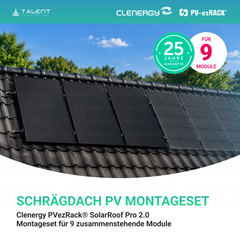 Clenergy PV-ezRack® SolarRoof Pro 2.0 Unterkonstruktion Schrägdach Set für 9 zusammenstehende Module in Schwarz ( neue ver. 2026 )