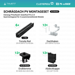 Clenergy PV-ezRack® SolarRoof Pro 2.0 Unterkonstruktion Quermontage Schrägdach Montageset für 3 Module in Schwarz ( neue ver. 2026 )